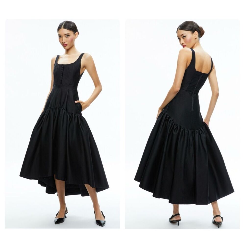 NWT ALICE + OLIVIA DIANA SLEEVELESS STRUCTURED MIDI DRESS $495